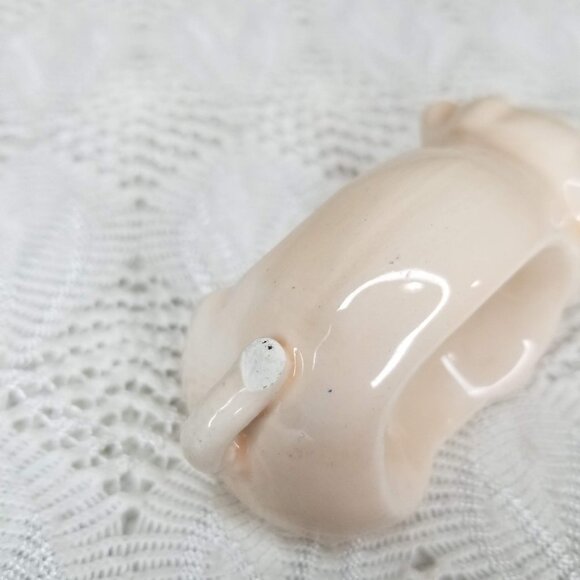 SET OF 3 VINTAGE CERAMIC LITTLE PIGGY NAPKIN RINGS Pig Napkin Holder red eyes - Picture 6 of 12